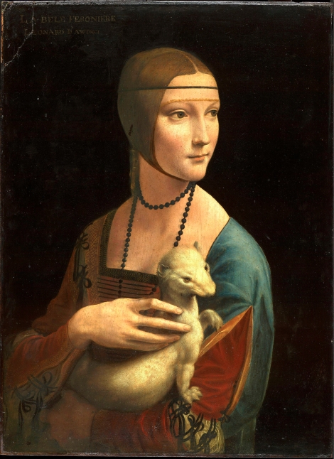 Leonardo, La dama del armiño (1490). 54,8 × 40,3cm. Museo Czartoryski, Cracovia.